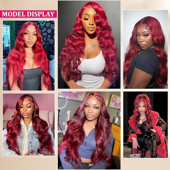 99j Burgundy Lace Front Wigs Human Hair Pre Plucked with Body Wave Lace Frontal Wigs Human Hair 200% Density Human Hair Lace Front wigs for Women HD Transparent Lace Frontal Wigs Human Hair 26inch