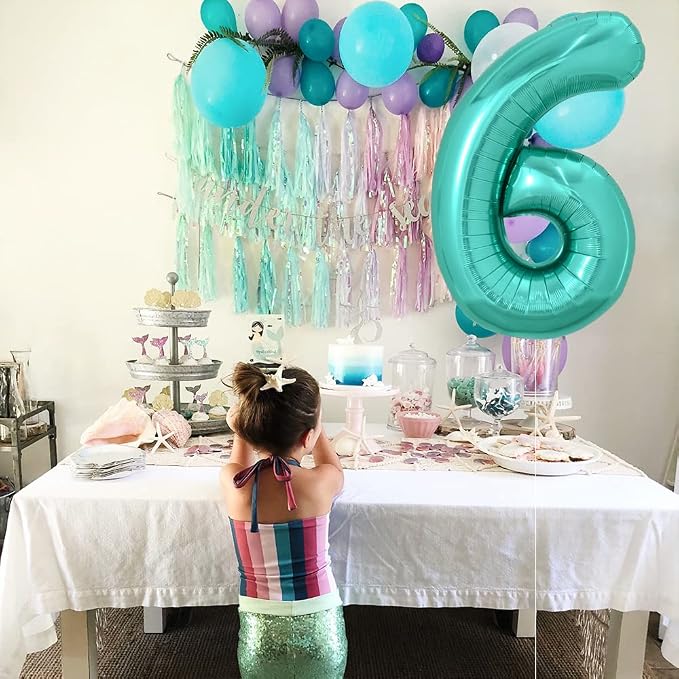TONIFUL 40 Inch Large Teal Blue Number Balloons, Giant Jumbo Helium Foil Mylar - Image 6