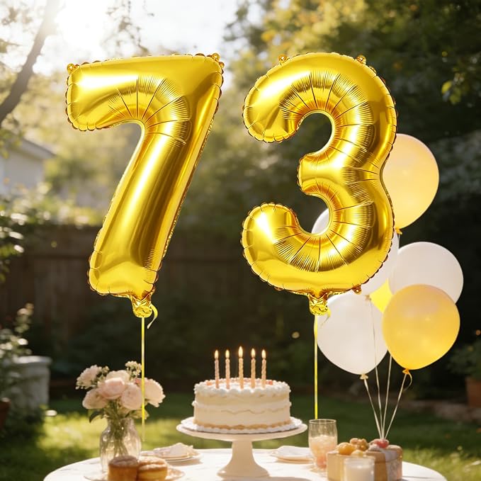 40 Inch Number 73 Balloons for 73rd Birthday Party Decorations, 0-100 Gold - Image 3