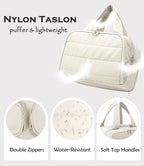 Travel Toiletry Bag for Women, Large Wide-open Puffy Cosmetic Makeup Bag with Wet-Dry Separation, Multi-Pocket Organizer with Carry Handle for Toiletries, Cosmetics, Essentials, Beige