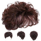 5.1'' Dark Brown Hair Toppers for Women, Curly Synthetic Topper with Bangs, Breathable Fluffy Clip-in Natural Wig Toppers, Thinning Hair/Loss, For Thin