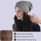 Wireless Hat Music Beanie Women Men Unisex Musical Beanie Hat Winter Warm Cap with Over Ear Headset Headphones Earphone Speaker Beanie Hat
