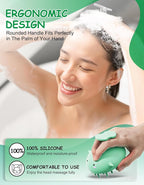 Scalp Massager Hair Growth Shampoo Brush, Silicone Scalp Scrubber Shower Scalp Brush for Hair, Head Massager Scalp Exfoliator for Dandruff Removal, Wet Dry Scalp Massage Tool for Hair Care, Green