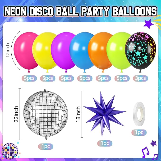 Biapian Neon Balloons, Luminous Fluorescent Balloon UV - Image 2