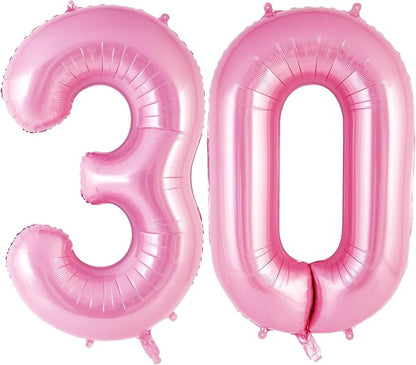 Pink Number 30 Balloons, Big Large Foil Number Balloons, Jumbo Giant Mylar by AIQINHU
