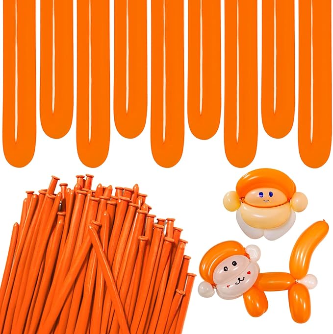 Orange 260 Long Skinny Twisting Animal Balloons, Rainbow Balloons by ZBYDNG