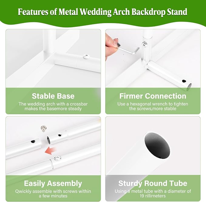 7.2FT Metal Wedding Arch Backdrop Stand, Stable Wedding Arch Frame - Image 6
