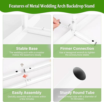 7.2FT Metal Wedding Arch Backdrop Stand, Stable Wedding Arch Frame - Image 6