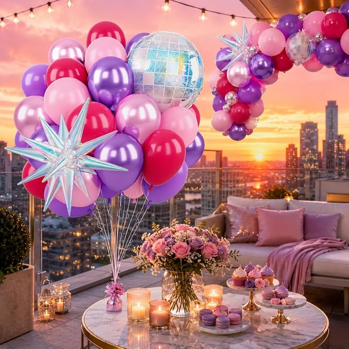 Pink Purple Balloons for Girls Party Decor | 12 Inch Pink Purple Balloons - Image 9