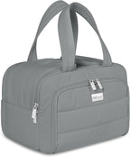 TOPDesign Travel Toiletry Bag for Women, Puffer Large Toiletry Bag, Lightweight Cosmetic Makeup Organizer with Handle for Traveling, Accessories, Essentials, Toiletries (Grey)