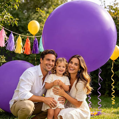 5Pcs Purple Big Balloons 36 Inch, Round Large Latex Party Balloons - Image 8