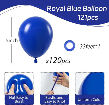 Awenztech 120pcs 5 inch Royal Blue Latex Balloons | Graduation, Baby Shower - Image 2