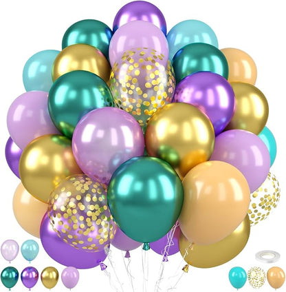 Green and Purple Balloons, for Birthday Baby Shower Engagement Mardi Gras Party by FEYG