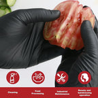 Disposable Gloves Small, Nitrile and Vinyl Blend Material Gloves, Latex Free 4 Mil 200 Pc Food Grade Glove for Cleaning, Food Prep, Hair Dye, Tattoo, Black