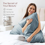 100% Silk Pillow Cases 2 Pack Queen Size Mulberry Silk Pillowcase for Hair and Skin Set of 2 Highest Grade 6A Silk Soft Breathable Cooling with Hidden Zipper, Grey Blue