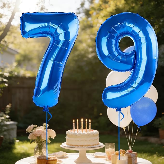 40 Inch Number 79 Balloons for 79th Birthday Party Decorations, 0-100 Dark Blue - Image 3