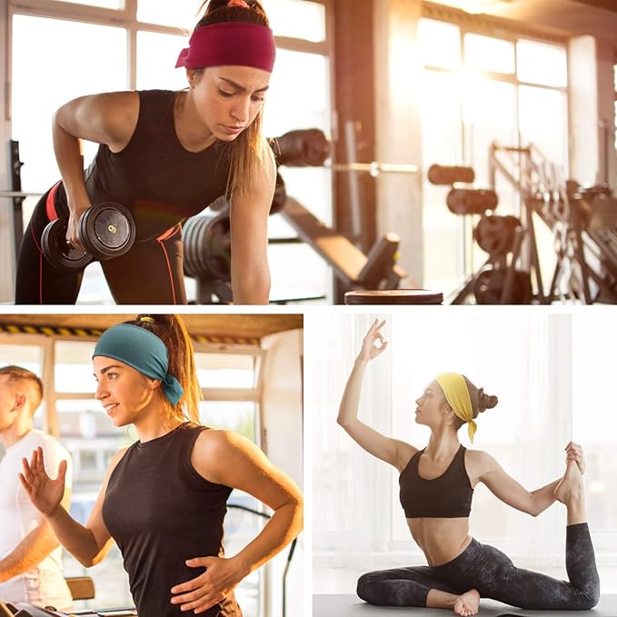 DRESHOW 6 PCS Adjustable Headbands for Women Knotted Headbands Elastic Non-Slip Fashion Hair Bands for Workout Sports Running Yoga