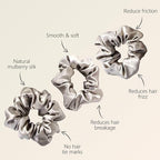 ZIMASILK 100% Mulberry Silk Hair Scrunchies – 19 Momme Elastic Silk Hair Ties for Women & Girls, Gentle No-Tug (3 Pack, Taupe)