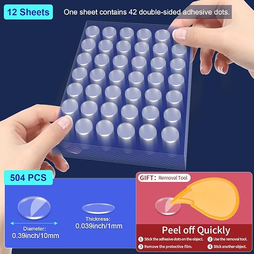 PHIXBEAR 504 Pcs Clear Removable Adhesive Dots, Glue Point Dots - Image 2