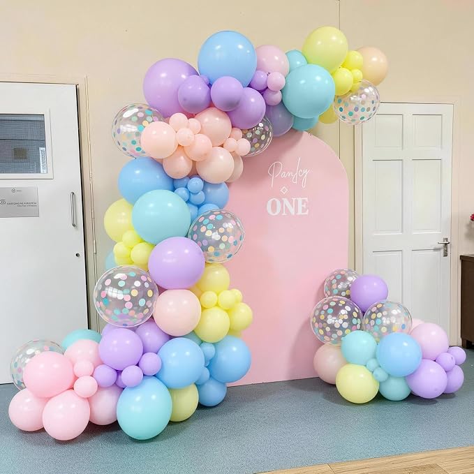 Pastel Balloons, 12 Inch Rainbow Macaron Pink Blue Teal Yellow Purple Apricot - Image 5