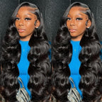 30 Inch Body Wave Lace Front Wigs Human Hair 13X6 HD Lace Frontal Wigs Human Hair 180% Density Glueless Wigs Human Hair Pre Plucked for Women Brazilian Virgin Body Wave Wig Natural Color