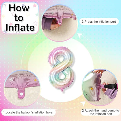 Foil 8 Balloon, Rainbow Stars Number 8 Balloons - Image 8