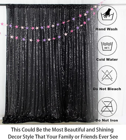 ShinyBeauty Black Sequin Backdrop Curtains 2 Panels Sequin Bakdrop 4x8FT - Image 5