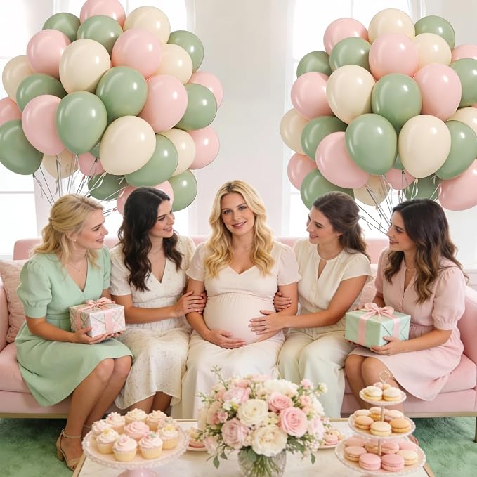 60pcs Pink and Green Balloons 12inch - Image 5