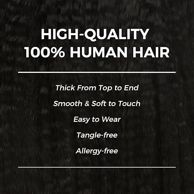 Lashey Seamless Clip in Hair Extensions Human Hair Kinky Straight 110g 24 Inch Clip in Hair Extensions Real Human Hair Natural Black Soft Invisi Edge for Women