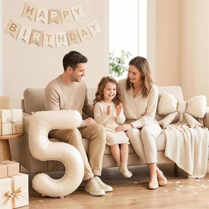 40 Inch Cream Number Balloons 0-9 - Image 4