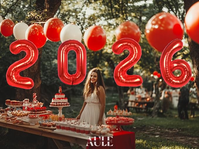 AULE 40 Inch Red 0 Balloon Number Foil 0-9 Birthday Big Numbers | Birthday - Image 3