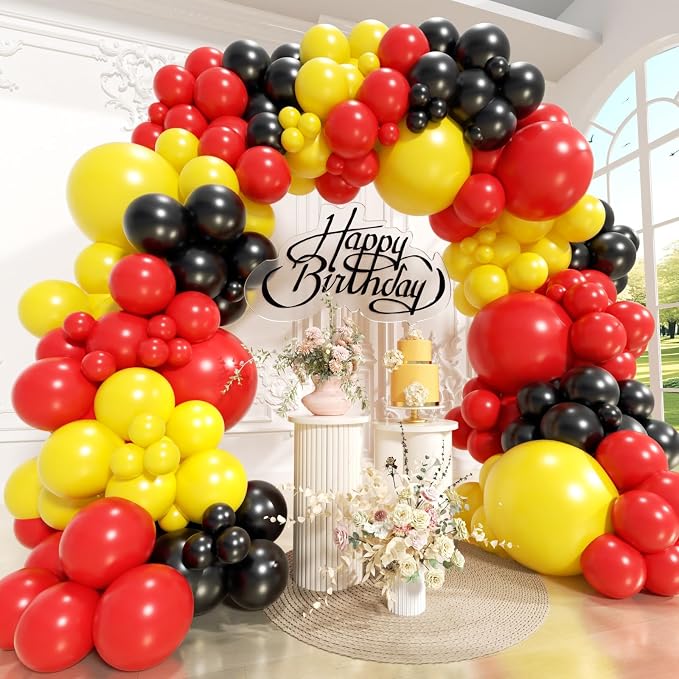 Red Yellow Black Balloons Arch Kit 171pcs, Cartoon Mouse Theme Different Size by Unknown