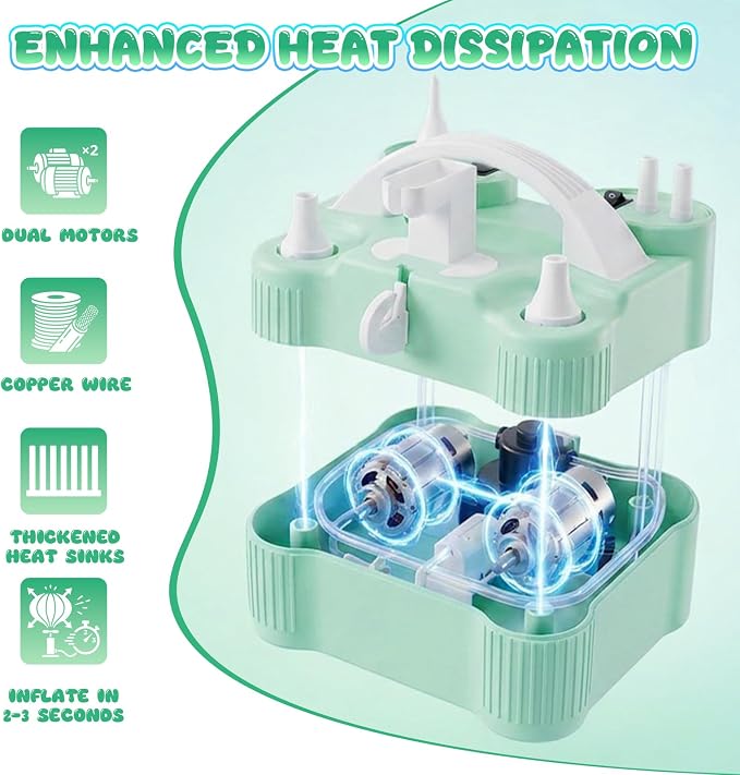 4-in-1 Electric Balloon Pump for All Balloons, Portable Dual Nozzle 600W Air - Image 4