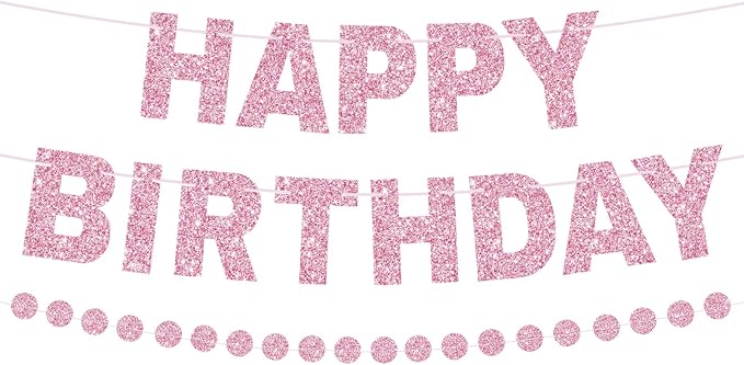 Alynta Happy Birthday Banner Pre-Strung Glitter Birthday Party Decorations | NO by Alynta