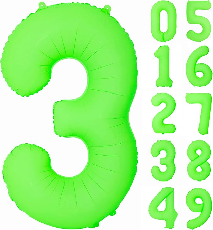 Green Birthday Number 3 Balloon 40 inch Fluorescent Green Number 3 | Helium by Exquisitehighqualitypartydecorationstomeetyoureveryneed%EF%BC%81