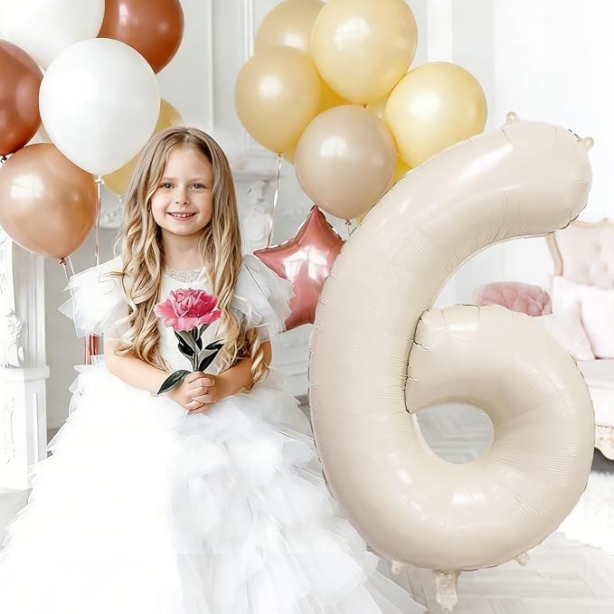 Cream Number 6 Balloon 40 Inch Beige Nude Number 6 Balloon - Image 2