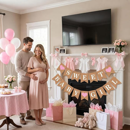 Sweet Baby Girl Banner, Paper Baby Shower Banner - Image 5