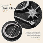 Bartosi Rhinestone Moon Hair Clips Silver Star Hairpins Crystal Decorative Bobby Pin Bride Wedding Hair Pins Side Clip Hair Accessories for Women and Girls (Pack of 3)