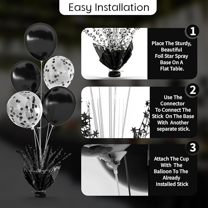 Black Balloon Table Centerpiece Kit, 2 Sets Black Balloon Stands - Image 5