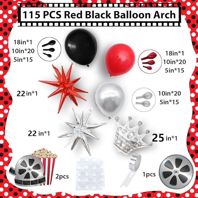 Red and Black Balloons Arch Kit - Image 2