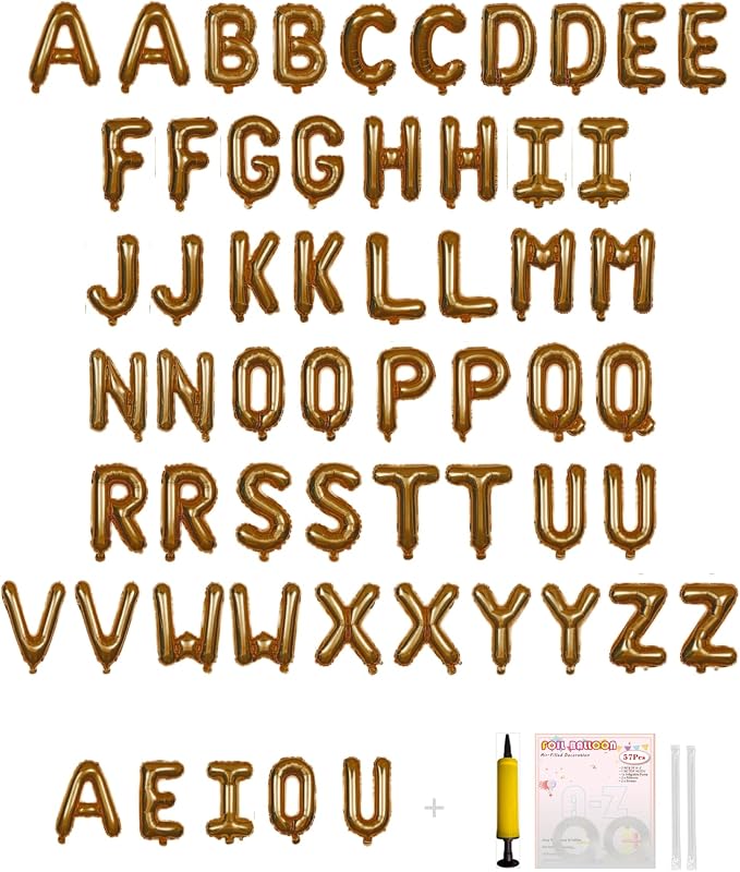 58 PCS Letter Balloons Alphabet Letters 2 Sets A- Z & 1 Sets AEIOU 16 by buynow