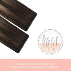 Sindra Invisi Edge Tape in Hair Extensions Human Hair, 18 Inch 50g 20pcs Dark Brown Mixed Chestnut Brown Invisible Extensions Natural Seamless Injected Tape Ins Straight