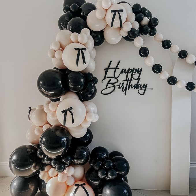 HILAVO Black and Sand White Balloon Arch Kit 105 Pcs Bow Balloon Garland - Image 7