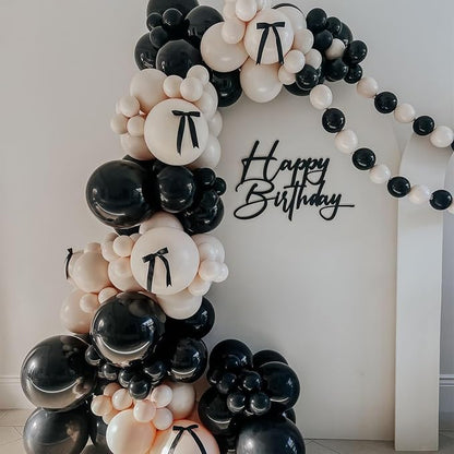 HILAVO Black and Sand White Balloon Arch Kit 105 Pcs Bow Balloon Garland - Image 7