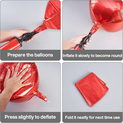 PartyWoo Red Large Round Giant 4D Jumbo Inflatable Foil Balloons 6pcs | 22 Inch - Image 5
