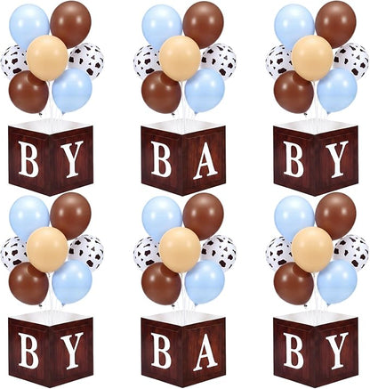 Blueweenly 6 Sets Cowboy Baby Shower Table Centerpieces Western Baby Shower by Blueweenly