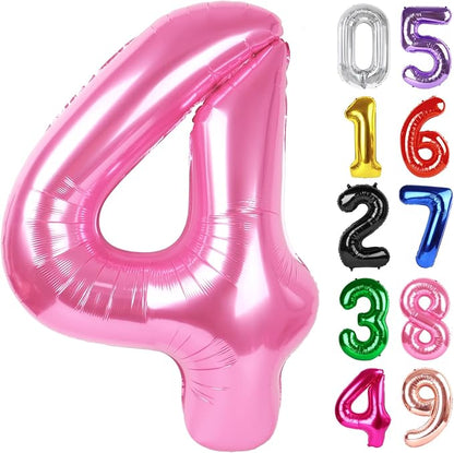 Pink Number 4 Balloon 40 Inch, 4th Birthday Party Decorations Men Women | Foil by IWERP