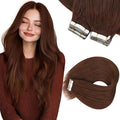 Sunny Hair Tape in Hair Extensions Human Hair, 24inch 40Pcs Auburn Brown Human Hair Tape in Extensions Remy Invisible Tape ins Human Hair Extensions Straight