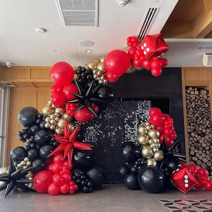 153Pcs Red and Black Gold Balloons Garland Arch Kit - Image 5