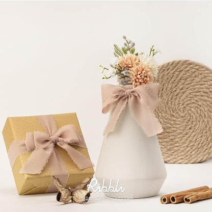 Ribbli Beige Ribbon 1 Inch x 3 Rolls Total 24 Yards Natural Handmade Fringe - Image 4